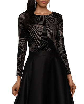 Betsy & Adam Women's Mixed Media Evening Gown Black Size 4Petite