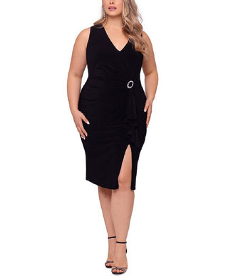 Betsy & Adam Women's Rhinestone Pin Dress Black Size 14W