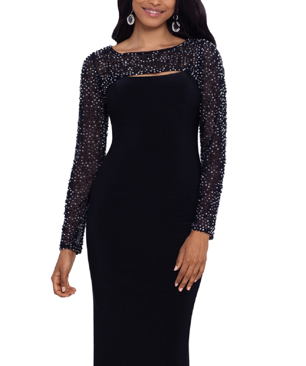 Betsy & Adam Women's Embellished Cutout Gown Black Size 6Petite