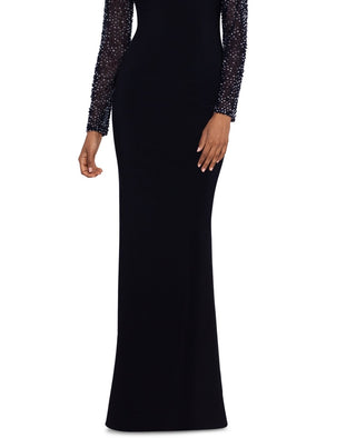 Betsy & Adam Women's Embellished Cutout Gown Black Size 12Petite