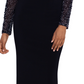 Betsy & Adam Women's Embellished Cutout Gown Black Size 12Petite