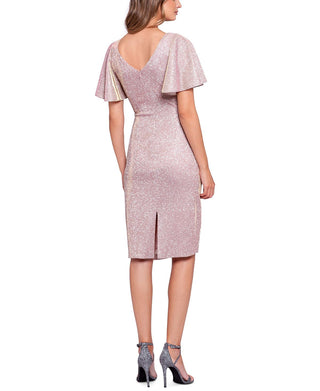 Betsy & Adam Women's Glitter Bell Sleeves Dress Pink Size 16