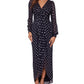 Betsy & Adam Women's Printed Pleated Gown Black Size 12