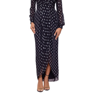 Betsy & Adam Women's Printed Pleated Gown Black Size 12