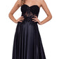 Blondie Nites Junior's Illusion Applique Charmeuse Gown Black Size 0