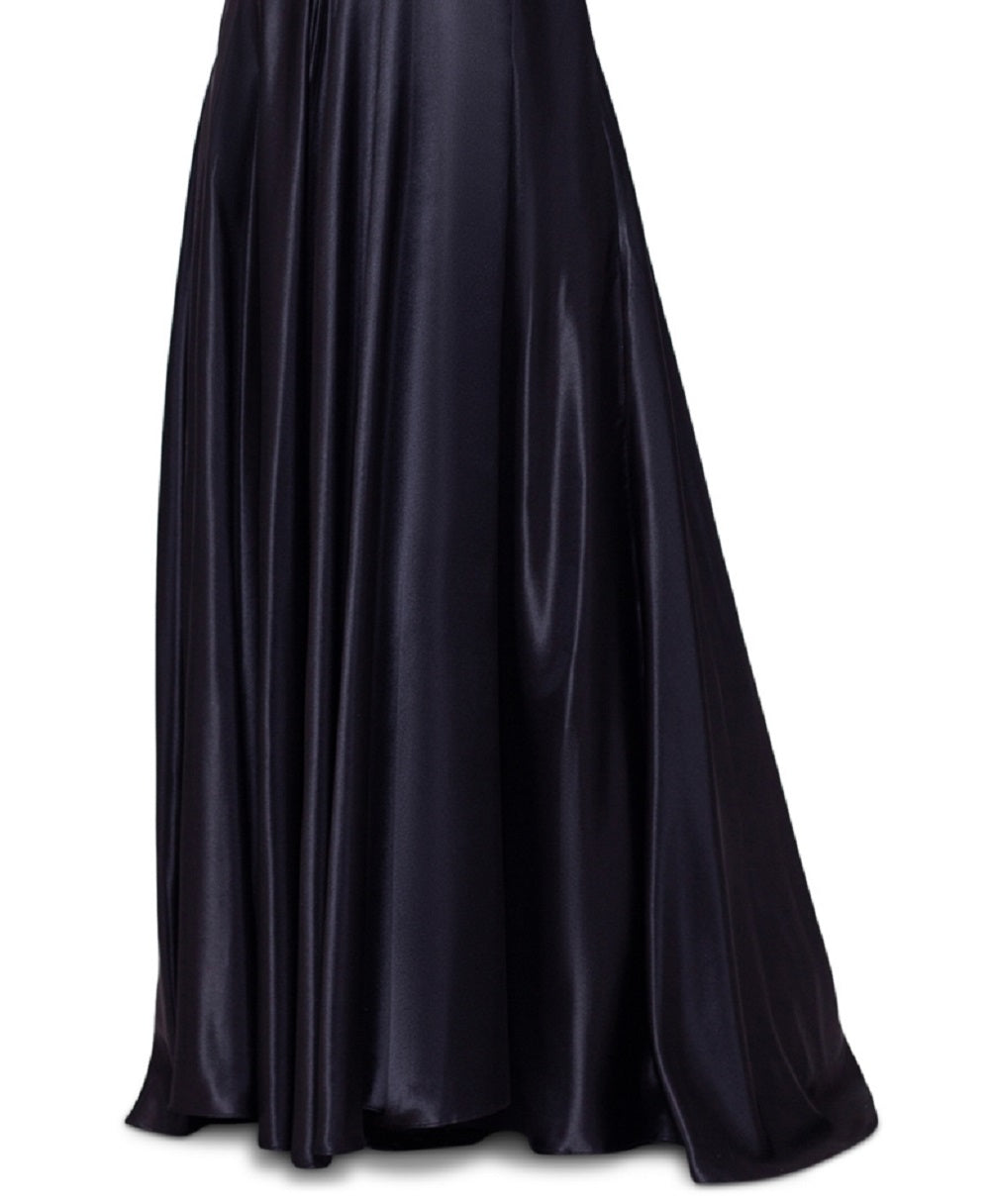 Blondie Nites Junior's Illusion Applique Charmeuse Gown Black Size 7