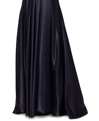 Blondie Nites Junior's Illusion Applique Charmeuse Gown Black Size 7