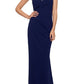 Betsy & Adam Women's One Shoulder Cutout Gown Blue Size 8