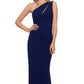 Betsy & Adam Women's One Shoulder Cutout Gown Blue Size 8