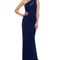 Betsy & Adam Women's One Shoulder Cutout Gown Black Size 10