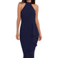 Betsy & Adam Women's Mock Neck Gown Blue Size 6