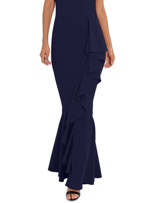 Betsy & Adam Women's Mock Neck Gown Blue Size 6