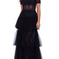 Betsy & Adam Women's Ruffle Off The Shoulder Tiered Ballgown Black Size 8