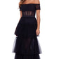 Betsy & Adam Women's Ruffle Off The Shoulder Tiered Ballgown Black Size 8