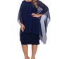 Betsy & Adam Women's Chiffon Overlay Sequin Lace Dress Blue Size 14W