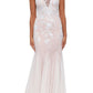 Betsy & Adam Women's Embroidered Mesh Gown White Size 0