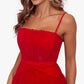 Betsy & Adam Women's Mesh Corset Ball Gown Red Size 2