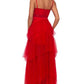 Betsy & Adam Women's Mesh Corset Ball Gown Red Size 2