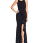 Betsy & Adam Women's Side Ruffled Gown Black Size 6Petite