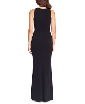 Betsy & Adam Women's Side Ruffled Gown Black Size 6Petite