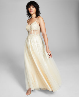 Blondie Nites Junior's Corset Gown Yellow Size 1