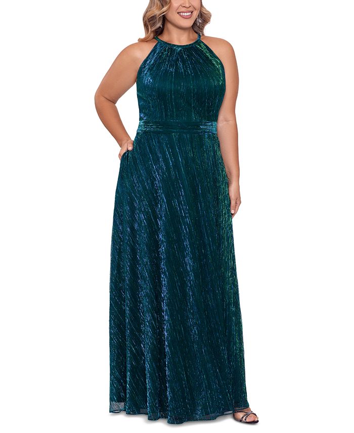 Betsy & Adam Women's Textured Gown Green Size 14W
