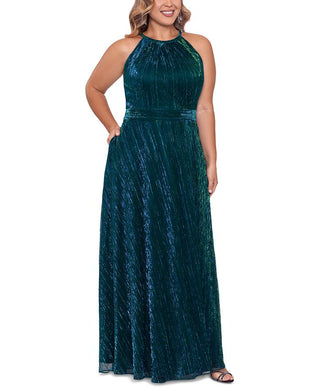 Betsy & Adam Women's Textured Gown Green Size 14W