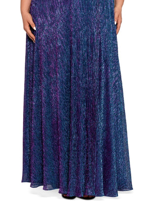 Betsy & Adam Women's Metallic Textured Gown Purple Size 14W