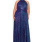 Betsy & Adam Women's Metallic Textured Gown Purple Size 14W