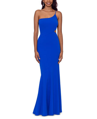 Betsy & Adam Women's One Shoulder Cutout Gown Blue Size 4