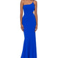 Betsy & Adam Women's One Shoulder Cutout Gown Blue Size 10