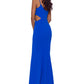 Betsy & Adam Women's One Shoulder Cutout Gown Blue Size 10