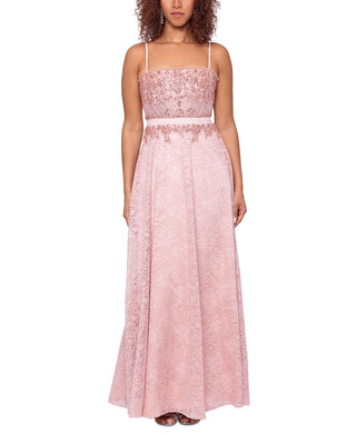 Betsy & Adam Women's Beaded Lace Gown Pink Size 6