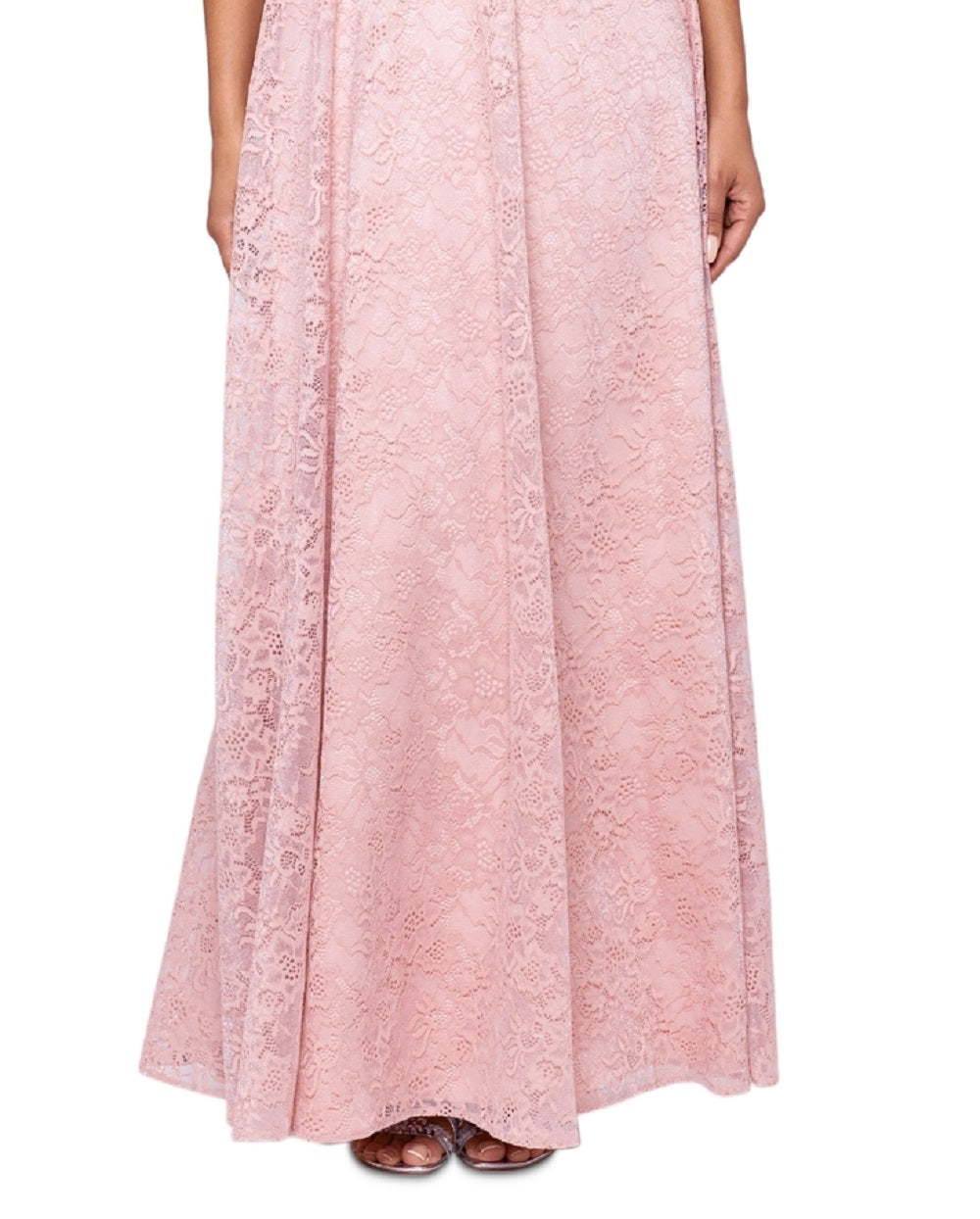 Betsy & Adam Women's Beaded Lace Gown Pink Size 6