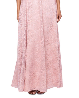 Betsy & Adam Women's Beaded Lace Gown Pink Size 6