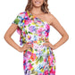 Betsy & Adam Women's Floral Print Ruffled Midi Dress White Size X-Small