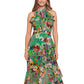 Betsy & Adam Women's Floral Print Ruffled Halter Gown Green Size 12