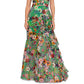 Betsy & Adam Women's Floral Print Ruffled Halter Gown Green Size 12