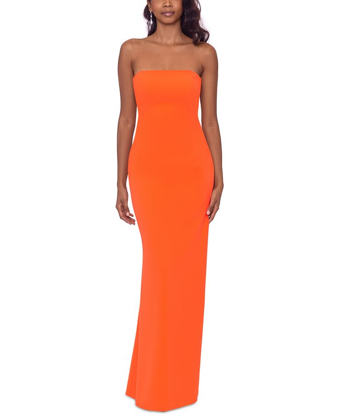 Betsy & Adam Women's Strapless Cutout Detail Scuba Crepe Gown Orange Size 2