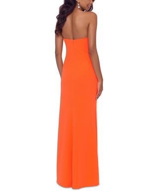 Betsy & Adam Women's Strapless Cutout Detail Scuba Crepe Gown Orange Size 2