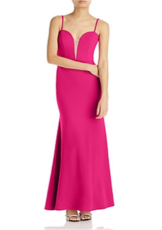 Aqua Women's Plunge Neck Gown Pink Size 2