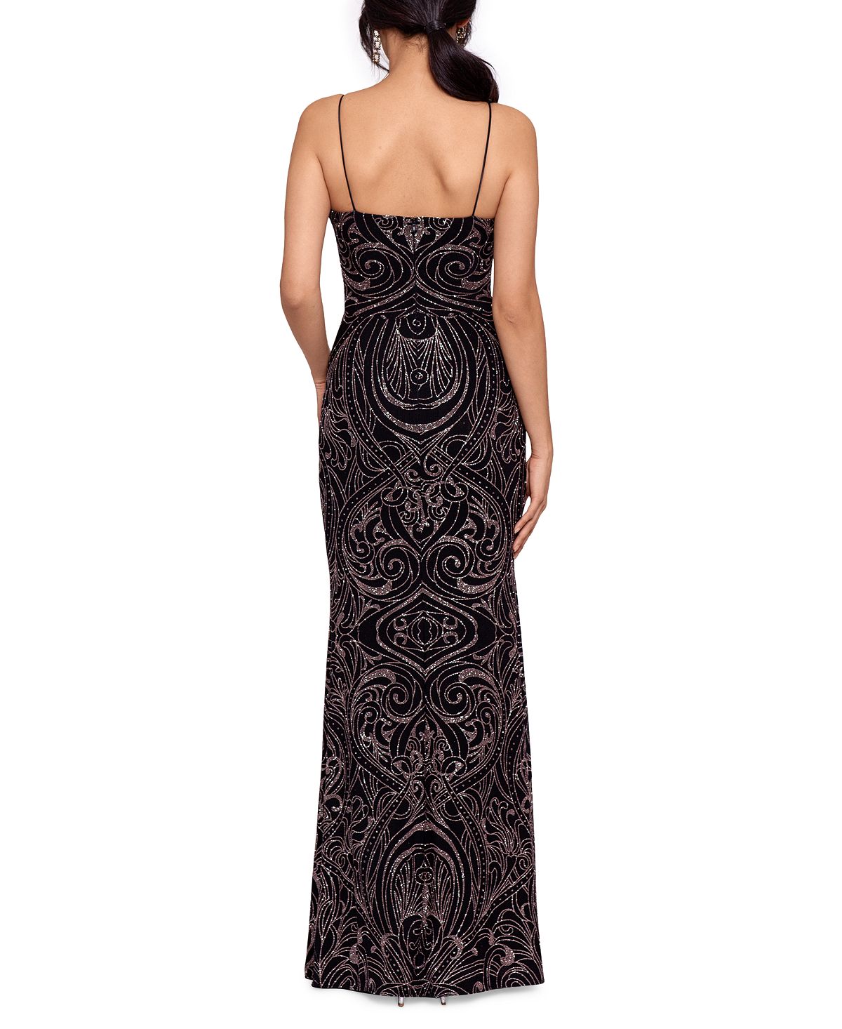 Betsy & Adam Women's Glitter Gown Black Size 12