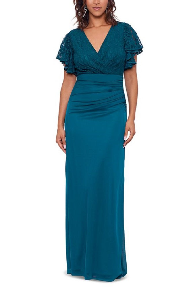 Betsy & Adam Women's Lace Top Gown Green Size 10