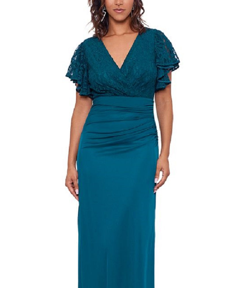 Betsy & Adam Women's Lace Top Gown Green Size 10