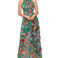 Betsy & Adam Women's Ruffled Floral Halter Gown Green Size 6Petite