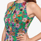 Betsy & Adam Women's Ruffled Floral Halter Gown Green Size 6Petite