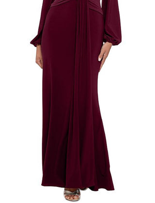 Betsy & Adam Women's Draped V Neck Gown Red Size 12