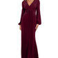 Betsy & Adam Women's Draped V Neck Gown Red Size 12