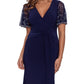 Betsy & Adam Women's Beaded Sleeve Gown Blue Size 6