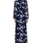 Betsy & Adam Women's Floral Print Long Sleeve Gown Blue Size 6